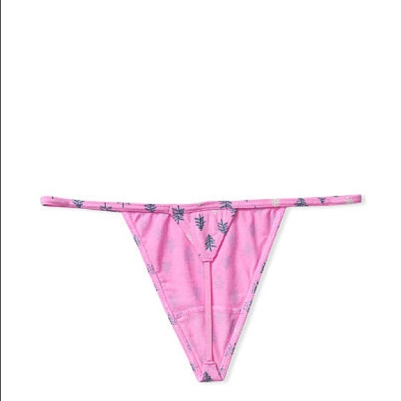 NWT WOMENS VICTORIAS SECRET Stretch Cotton V-string Panty PINE PRINT🌲💓💕💞💝💗🩲🎄💖💘🩷 - Picture 2 of 2